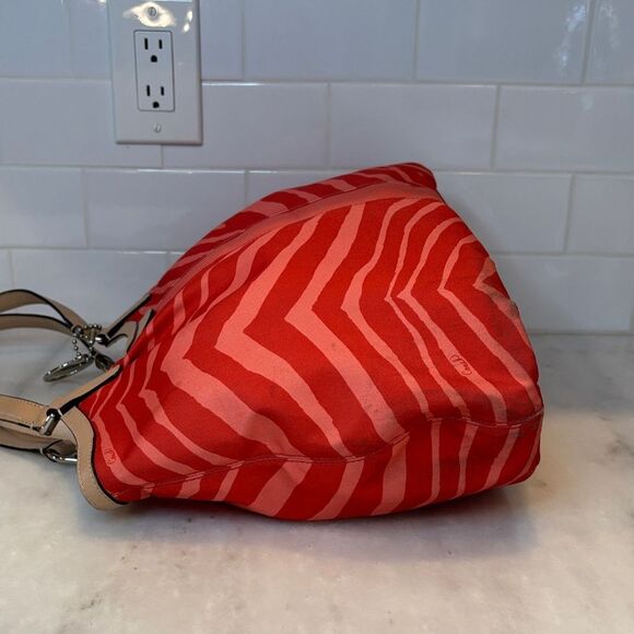 Coach Purse Handbag Tote Pocketbook Devin Exotic Stripe Zebra Print Shoulder Bag - Picture 11 of 16